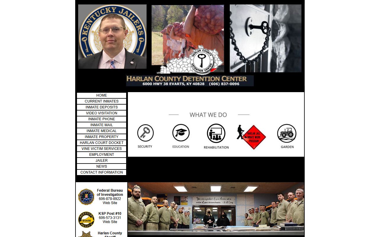 Harlan County Detention Center inmate records home page